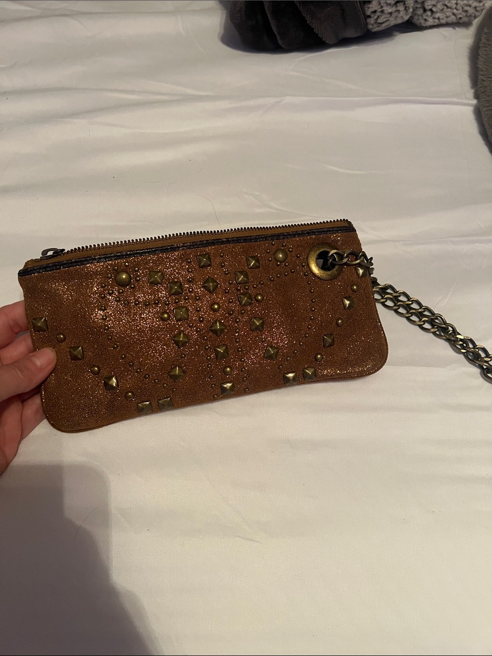Betsey Johnson Metallic Brown Studded Wristlet - Picture 7 of 7